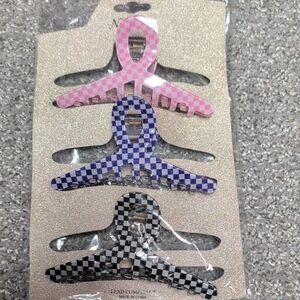 3 Piece Checkered Claw Clip Set NWT